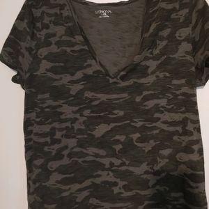 A light camo v-neck t-shirt